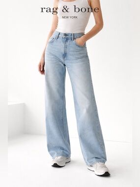 Rag & Bone Nelly High Rise Wide Leg Jeans Light Wash Size 28